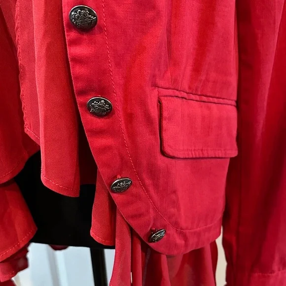 Free People Red Ruffled Blazer - Picture 2 of 5